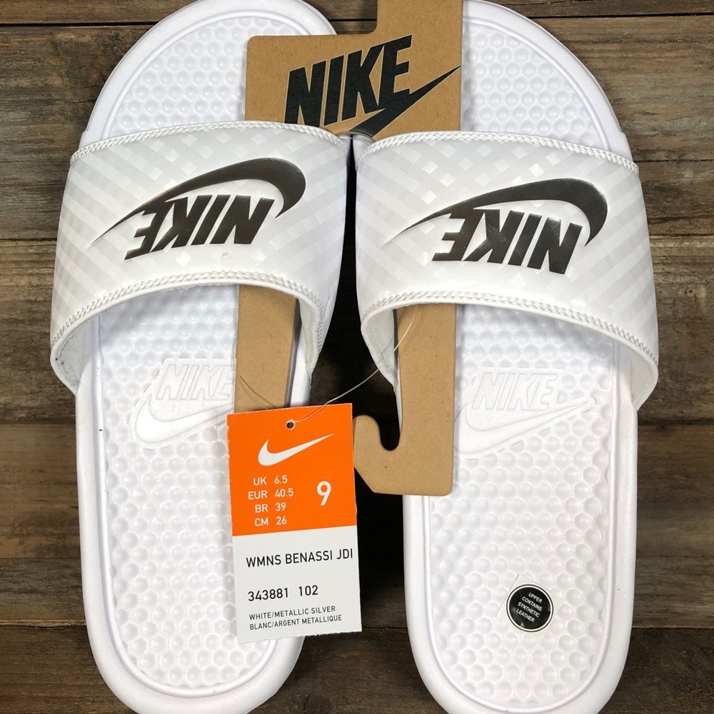 NEW Nike Womens Benassi JDI Slides White